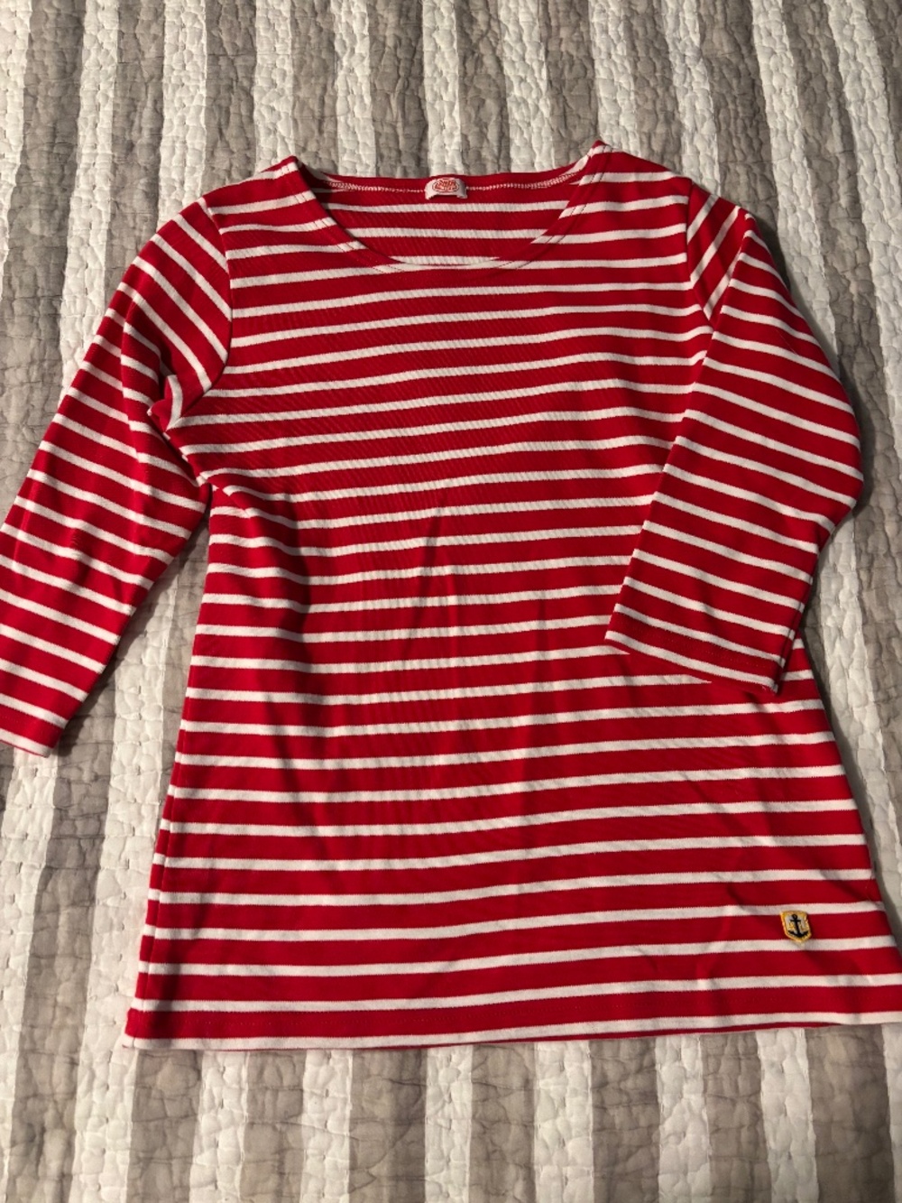 Armor Lux Classic French Nautical Breton Striped 3/4 Sleeve Tee - Women's M